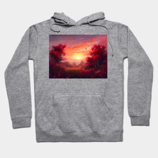 Spring landscape with a beautiful flowering trees. Hoodie